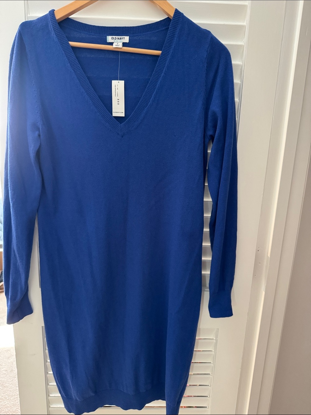 Old Navy Blue V-Neck Long Sleeve Knit Dress